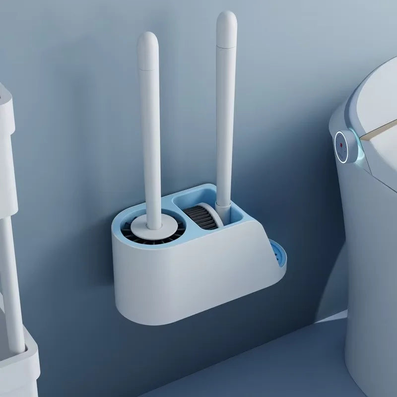 Hot Sale Household Wall Mounted Toilet Cleaning Brushes and Plunger Set No-drilling  for Bathroom