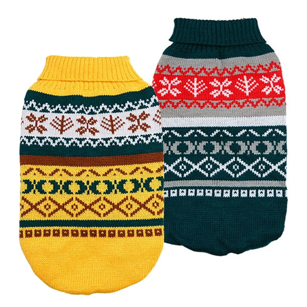 Fashion XXXL Dog Christmas Sweater with Snow Diamond Pattern Elegant Pet Clothes
