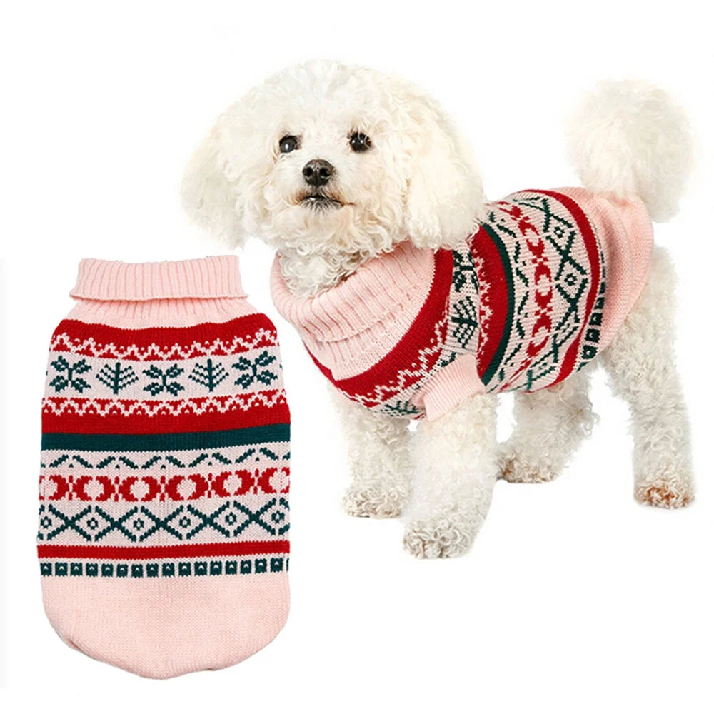 Fashion XXXL Dog Christmas Sweater with Snow Diamond Pattern Elegant Pet Clothes