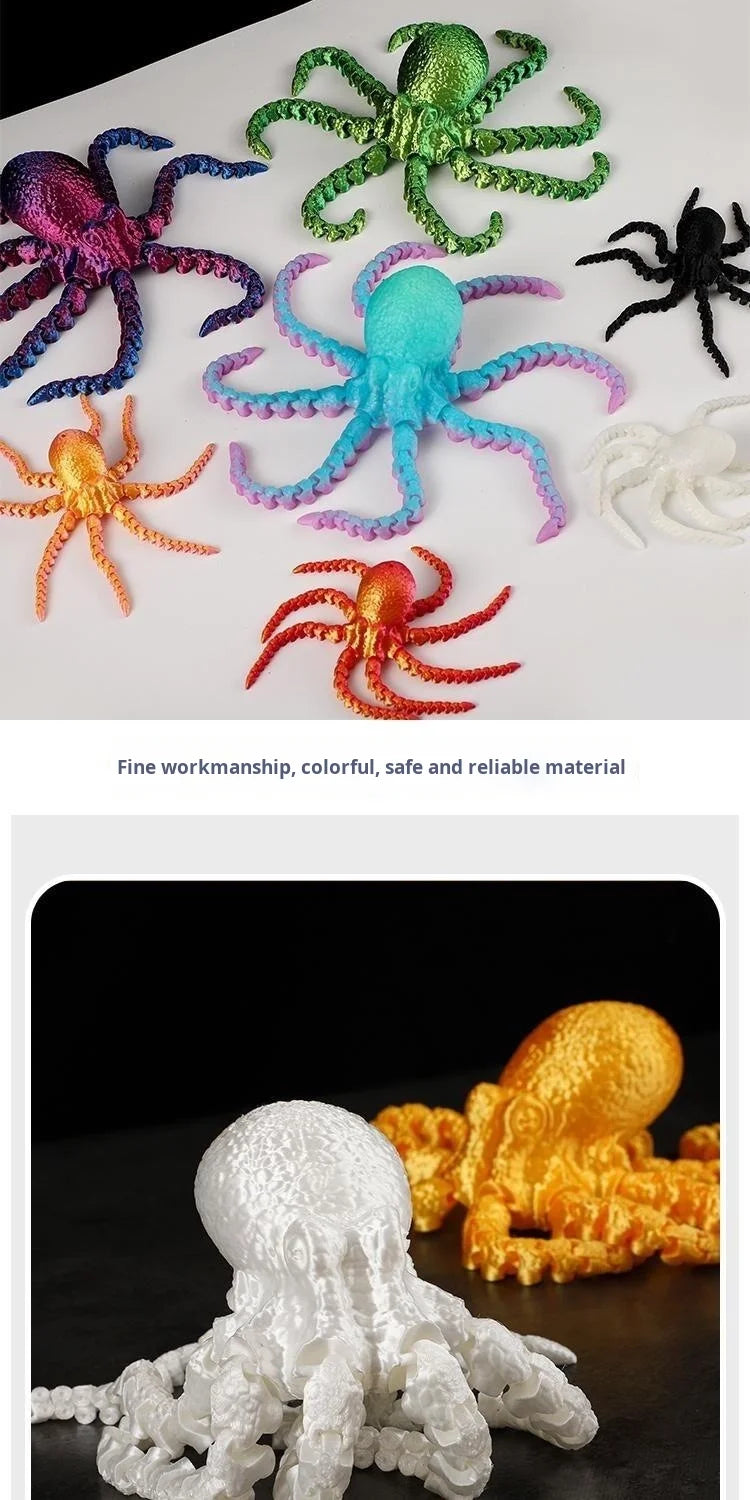 Wholesale 3D Printed Octopus Squid Animal Models with Movable Joints Customizable OEM Children's Toys Made of Plastic