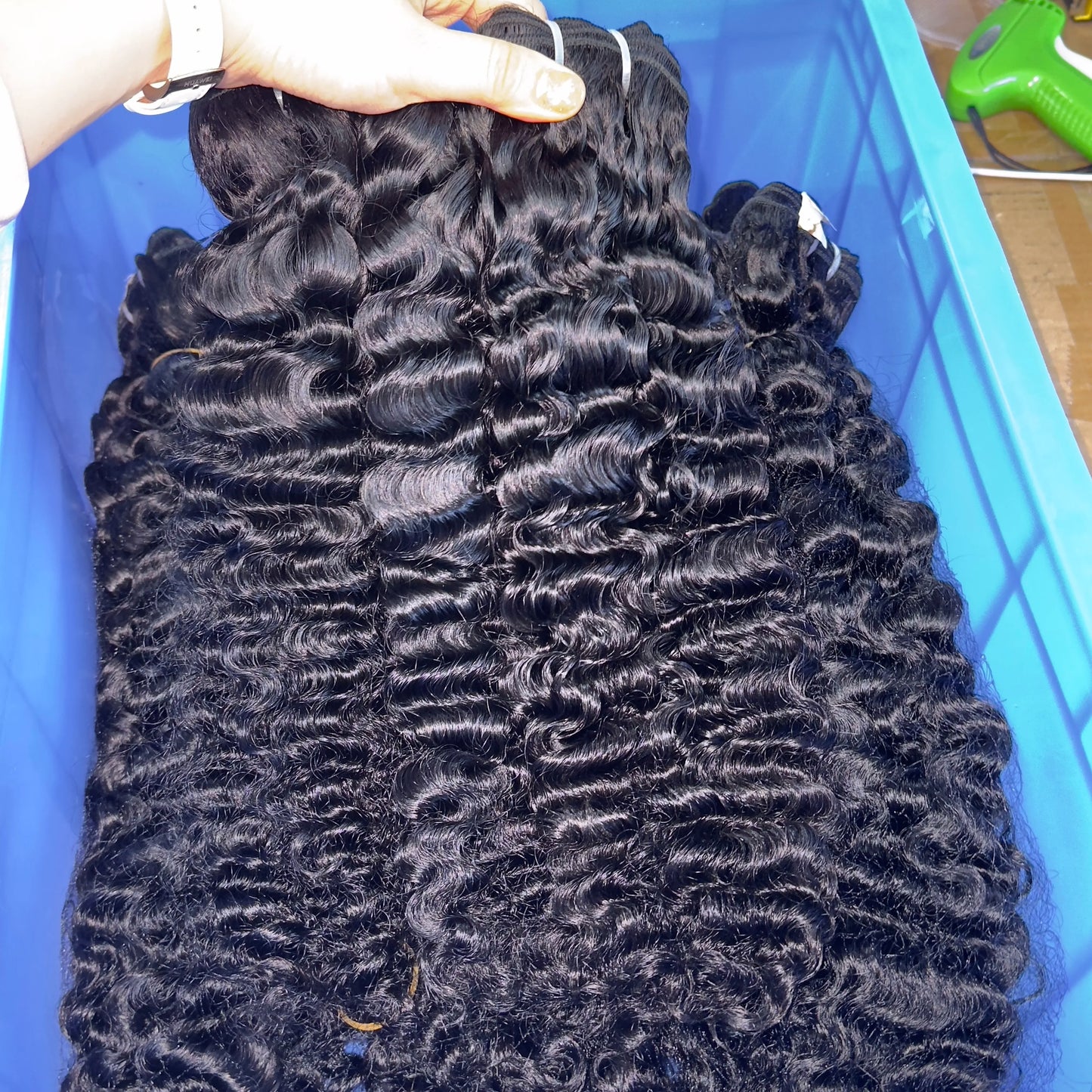 USA Local Shipping Burmese Curly Raw Human Hair Extensions Wholesale Vietnamese Hair Vendor Double Weft Hair Bundles