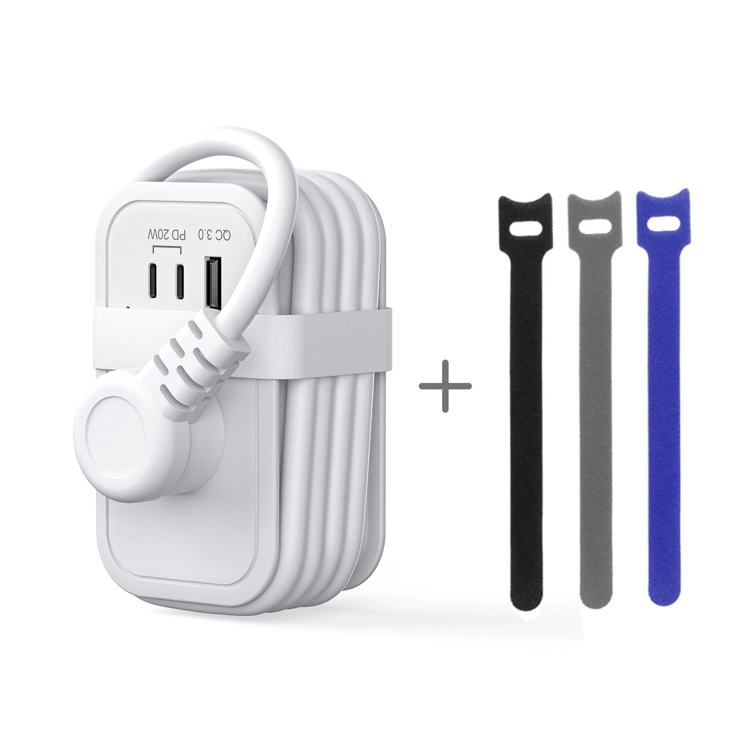 Portable Mini Size Type C PD20W Travel Socket Europe Standard Power Strip With Wrapping Extension Cord