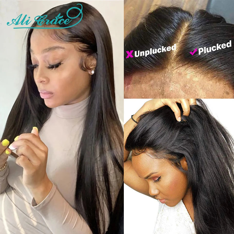 Ali Grace T Part Lace Wig 13x5x1 Straight Lace Part Human Hair Wigs Brazilian Straight Front Wigs for Women Middle Part Wigs