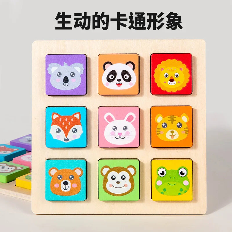 Educational Animal Shape Battle Game Montessori Cognitive Toys for Children Memory Toys Kids Early Learning Wooden Puzzle