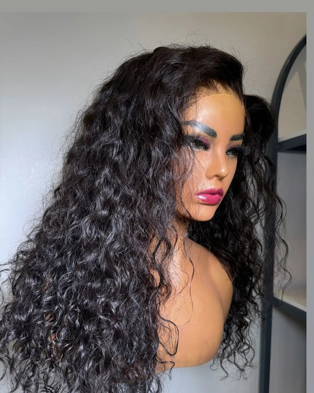 Wholesale Brazilian 13x4 HD Human Hair Lace Front Wig 180% Deep Curly Water Wavy Raw Transparent Swiss Lace Frontal Black Women