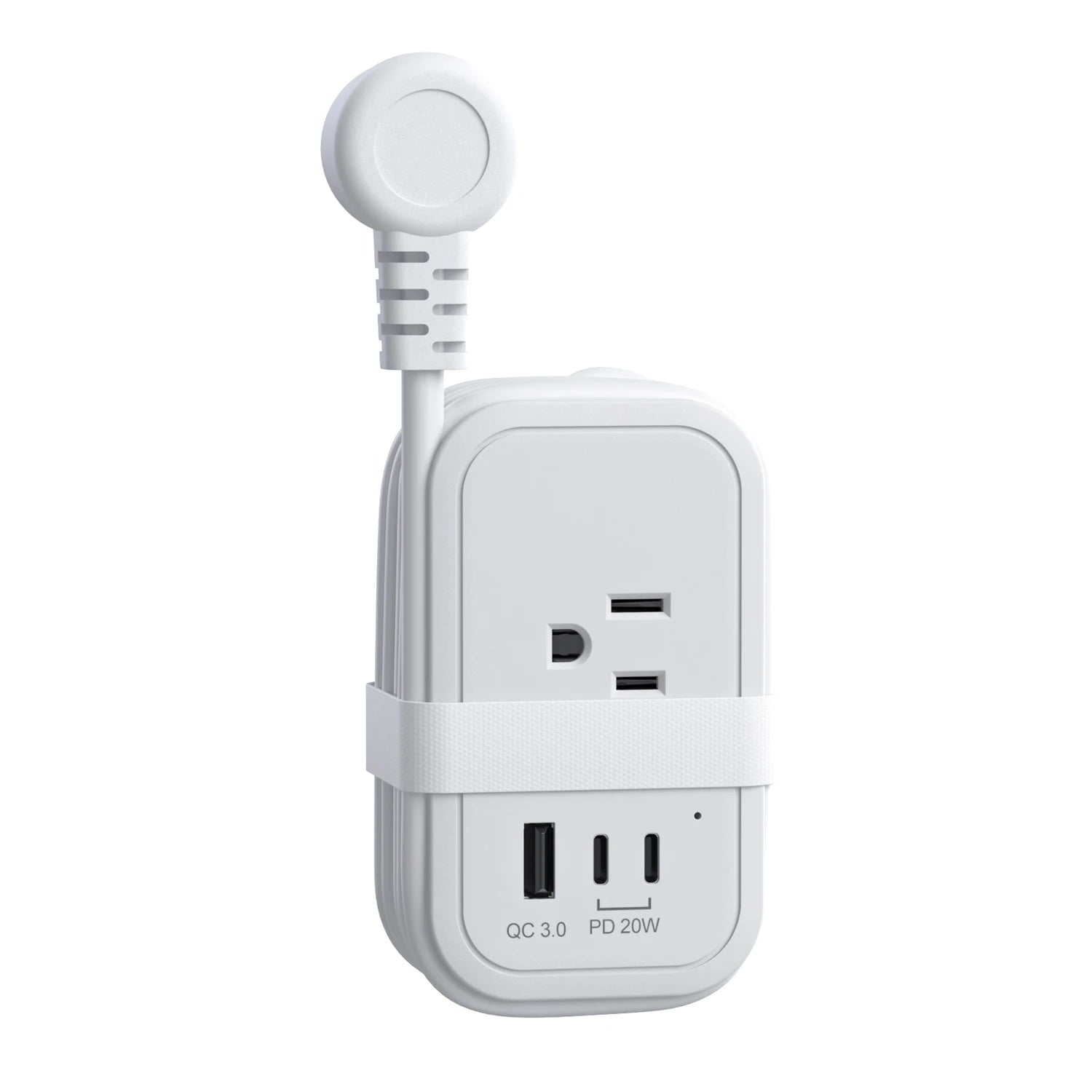Portable Mini Size Type C PD20W Travel Socket Europe Standard Power Strip With Wrapping Extension Cord