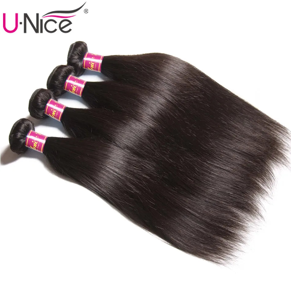 UNICE HAIR Peruvian Straight Hair Bundles Natural Color 100% Human Hair Extensions 8-30" Virgin Hair Weave 1/3/4 Bundles