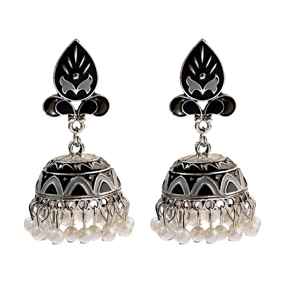 Douvei Fashion Gold Plated Bohemian Drop Enamel Pave Women Boho Stud Earrings Vintage Classic Jewelry Bell Shape Jewelry