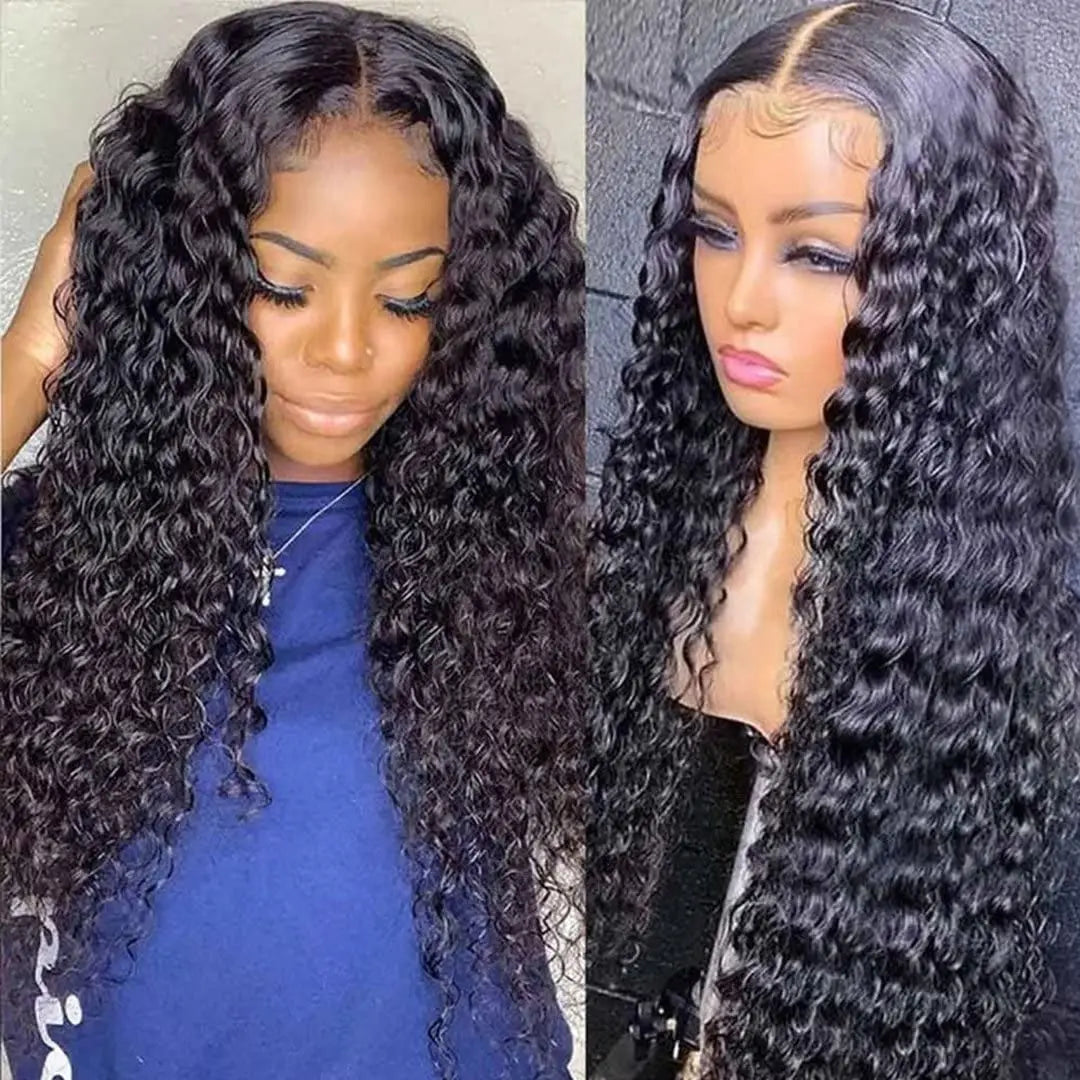 Glueless Human Hair Lace Front Wig 1B Color Water Wave 13x4 hd Human Hair Lace Front Wigs Pre Plucked Glueless Wigs Human Hair