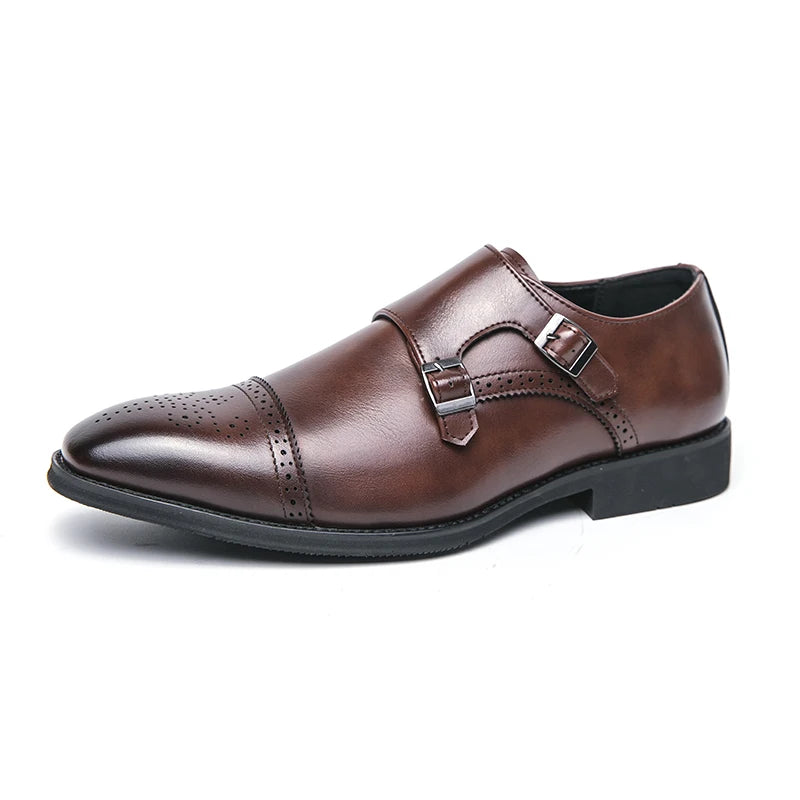 New Genuine Leather Dress Shoes Business Dress Shoes Formal Occasion Buckle Pointed Toe Men's Work Shoes Low Price Factory Oem