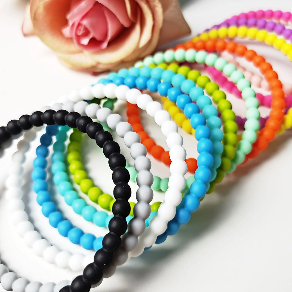 New Design 50 mm Beaded  Bangle Bracelet Stackable Silicone Bracelet