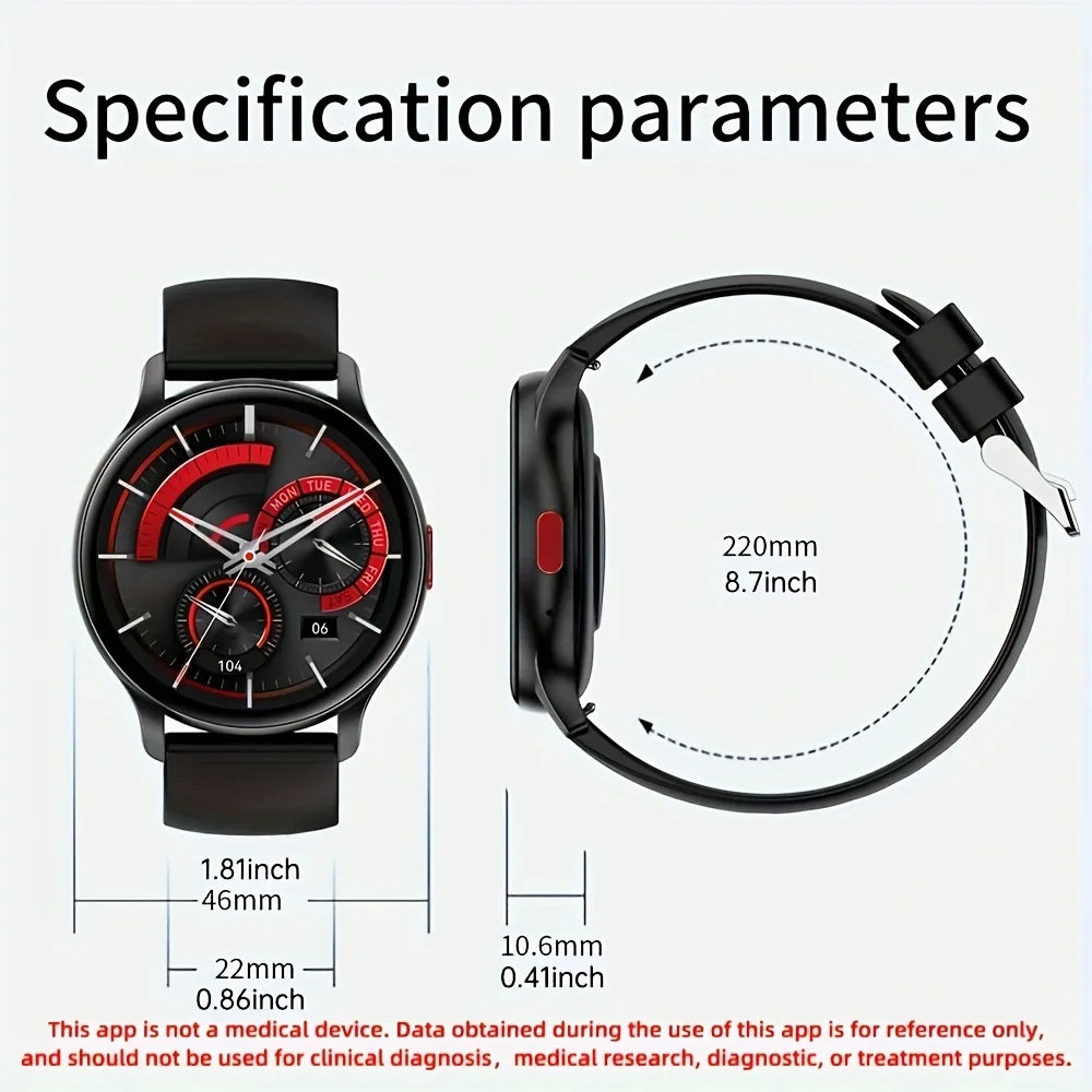Men's Smartwatch with Call Function,1. 43''Large HD AMOLED Screen,100+Sports Modes, DIY Watch Face, Fitness Tracker,USB Charging