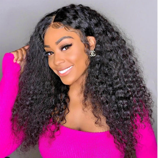 150% 180% 200% Density Jerry Curl Human Virgin Hair Lace Front Closure Wig for Black Women Brazilian Kinky Curly Hair Wigs Human