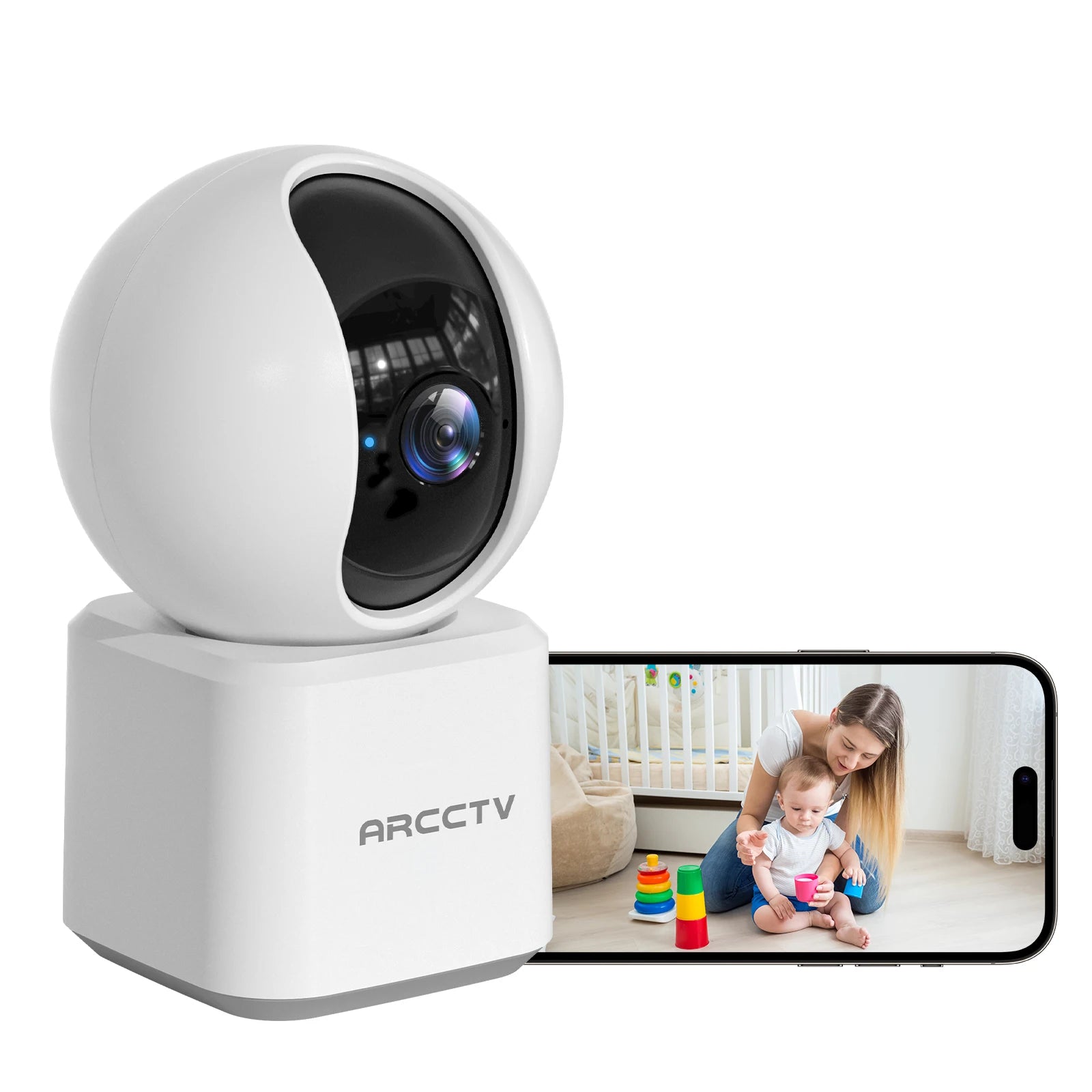 ARCCTV 2K Indoor Security Camera Wireless 360° PTZ View Night Vision Home CCTV WiFi Cameras Auto Tracking Dome Pet Baby Camera