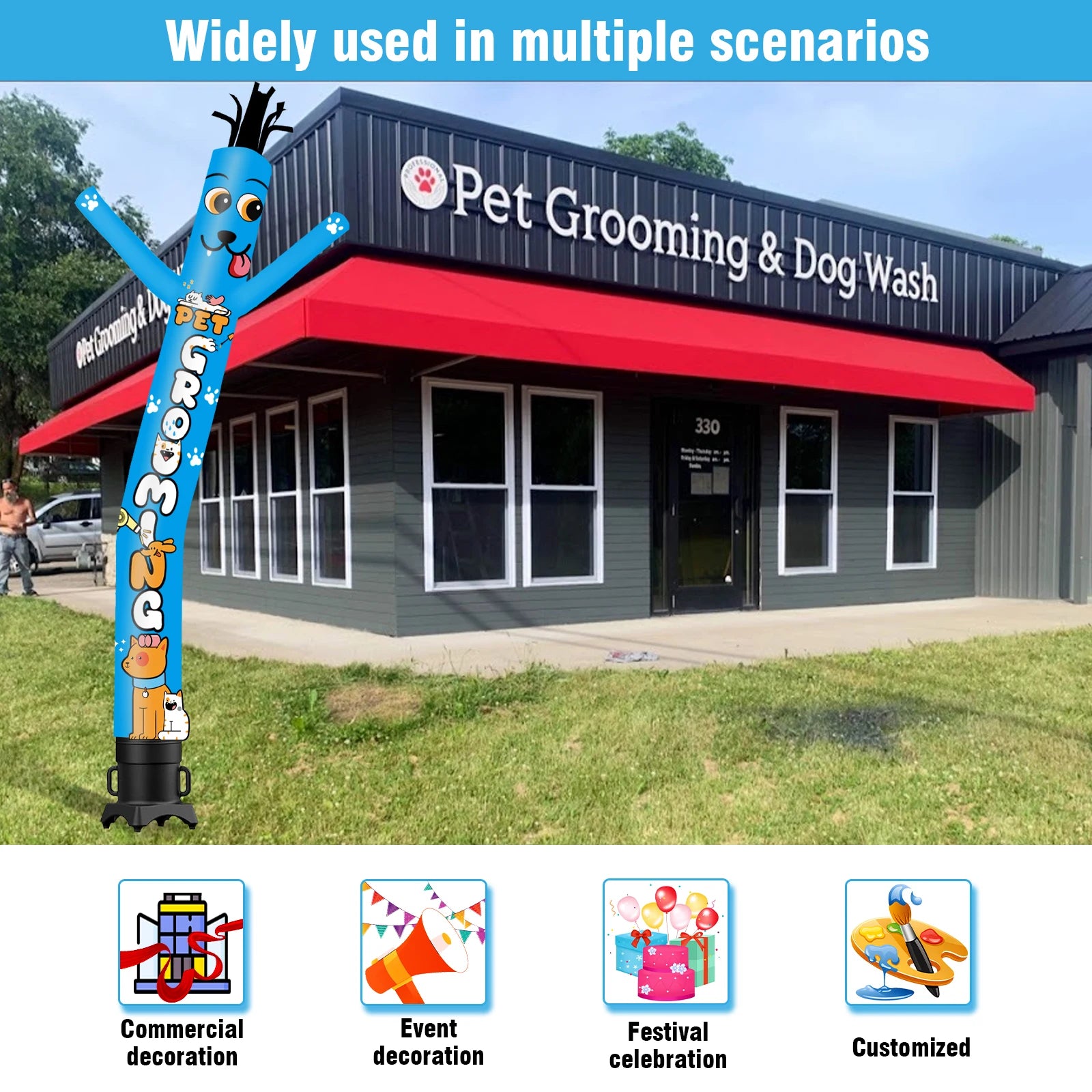 Pet Grooming Theme Inflatable Weird Wave Dancer TubeMan Outdoor Advertising Promotional Digital Air Dancer