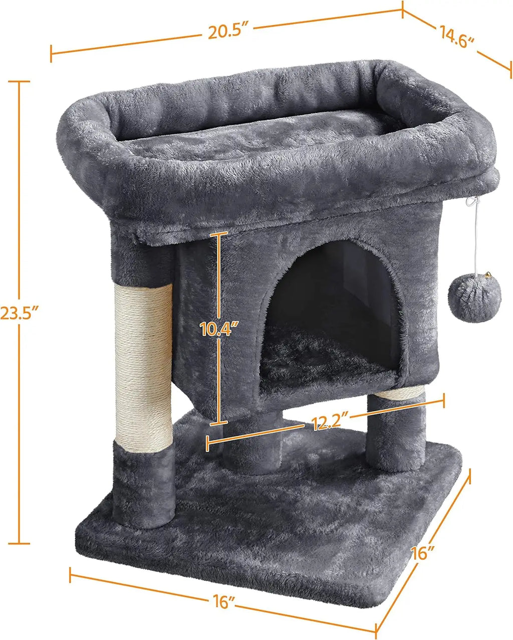 Hot Sale 23.5 Inches Cat Tree Tower Dark Gray Condo Sisal-Covered Scratching Posts Furniture for Pet Activity Cat House