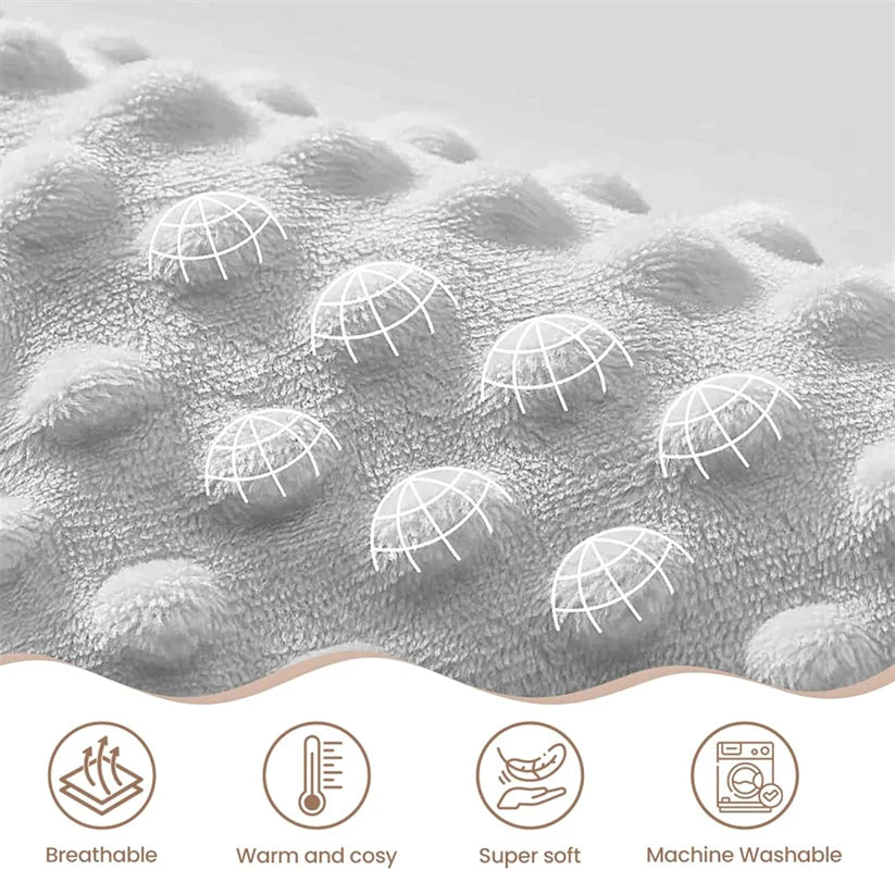 CPC Certification High Quality Custom Sublimation 100% Polyester Organic Dot Super Soft Minky Dot  Baby Blanket for Newborns