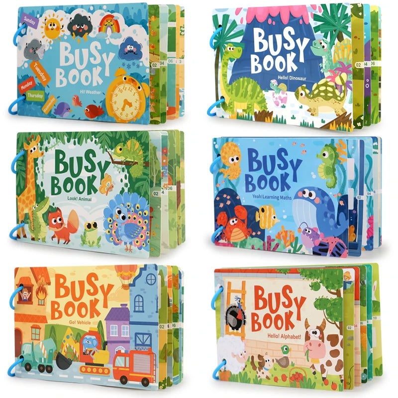 Toddler Quiet Book Early Learning Activities Puzzle Paste Matching Game Toy Kids Educational Magic Tape Wooden Busy Books Toys
