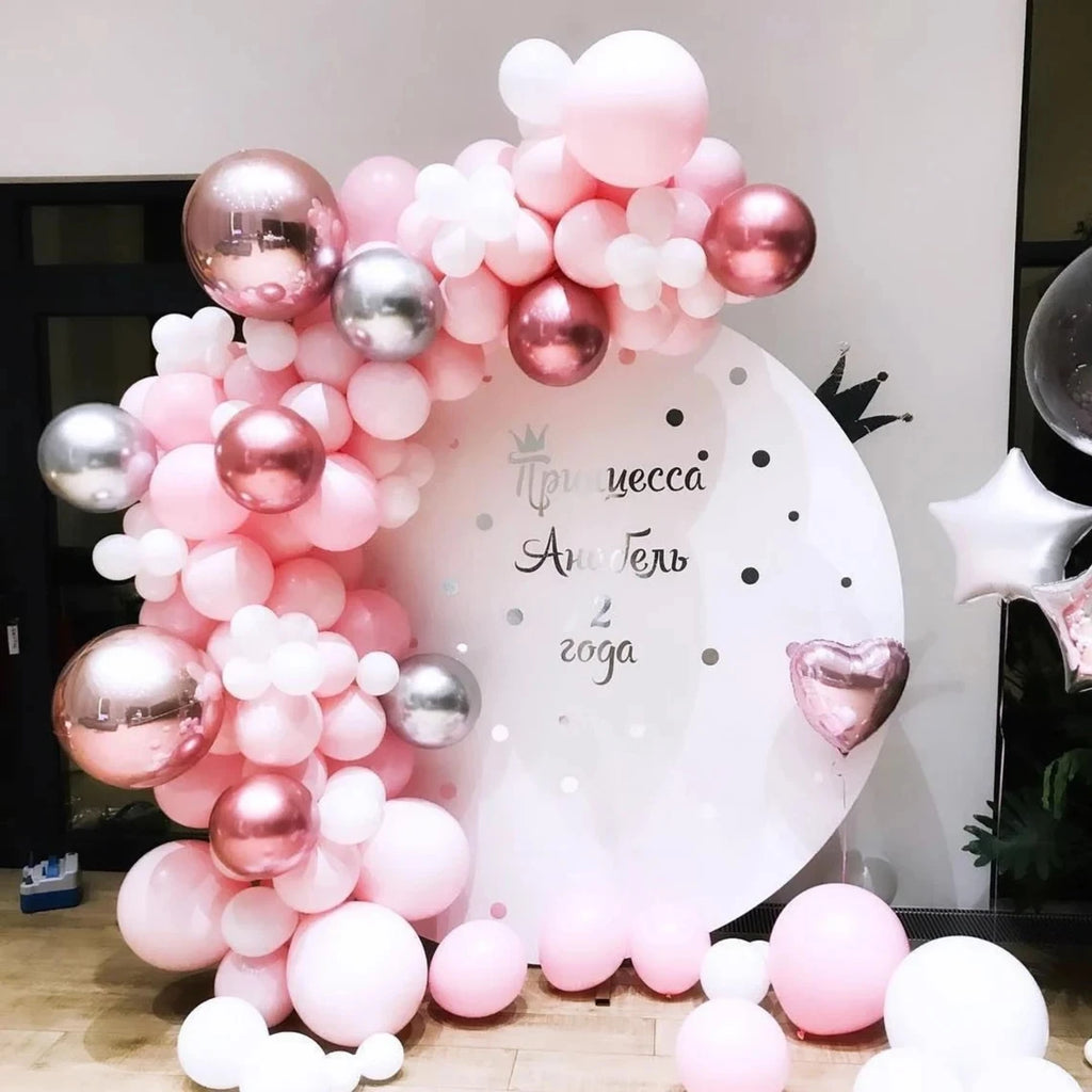 109PCS Pastel Macaron Pink Balloon Garland Arch Kit 4D Rose Gold Metallic Red Silver WHITE Balloon for Wedding Baby Shower Party