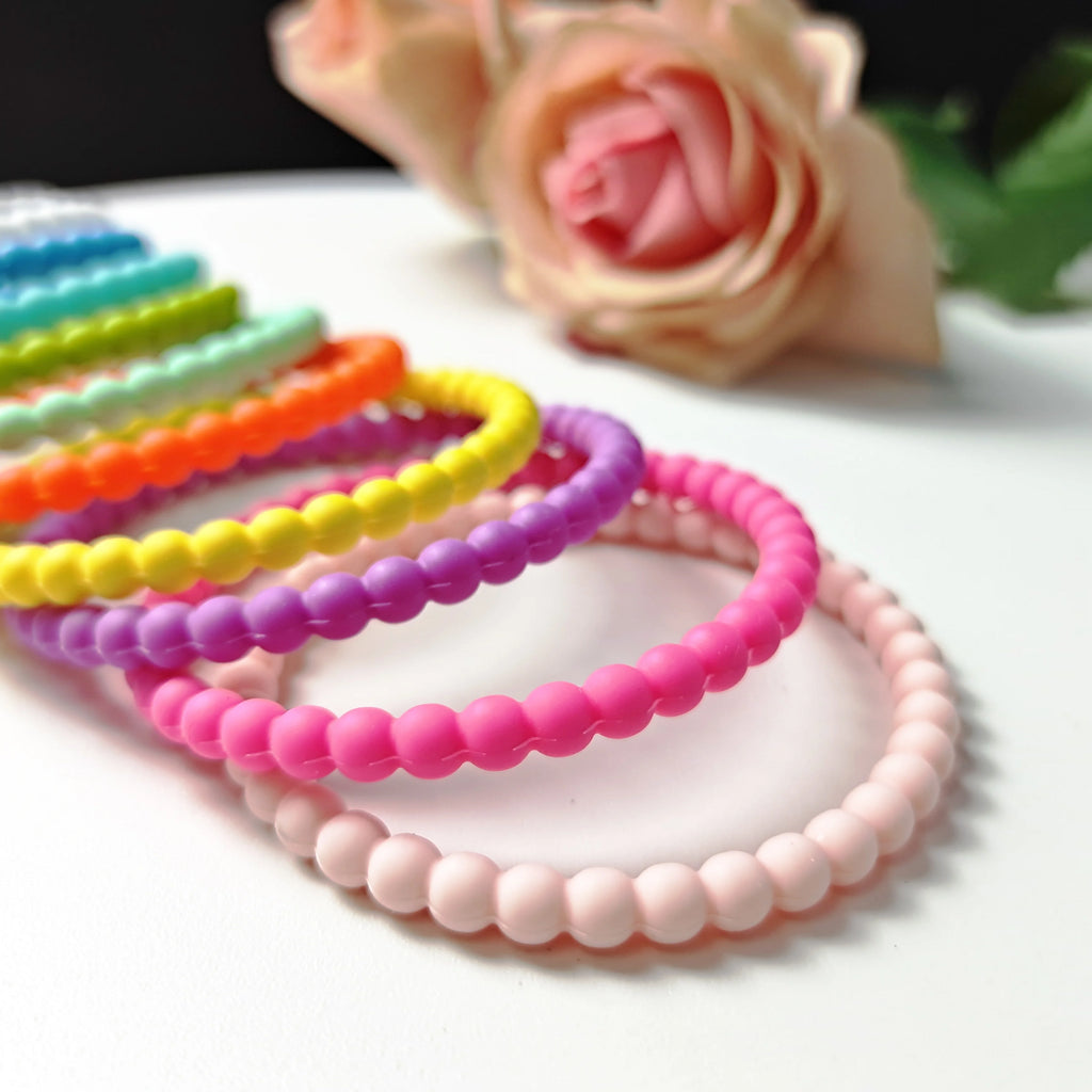 New Design 50 mm Beaded  Bangle Bracelet Stackable Silicone Bracelet