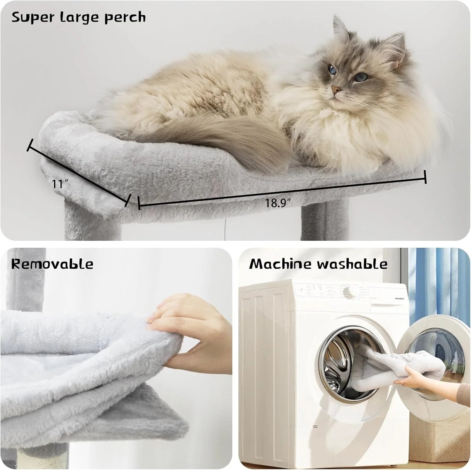 [New Arrivals] Cat Tree MDF Classic Large Perch Style Indoor Playground with Removable Washable Cushion Free Shipping to USA
