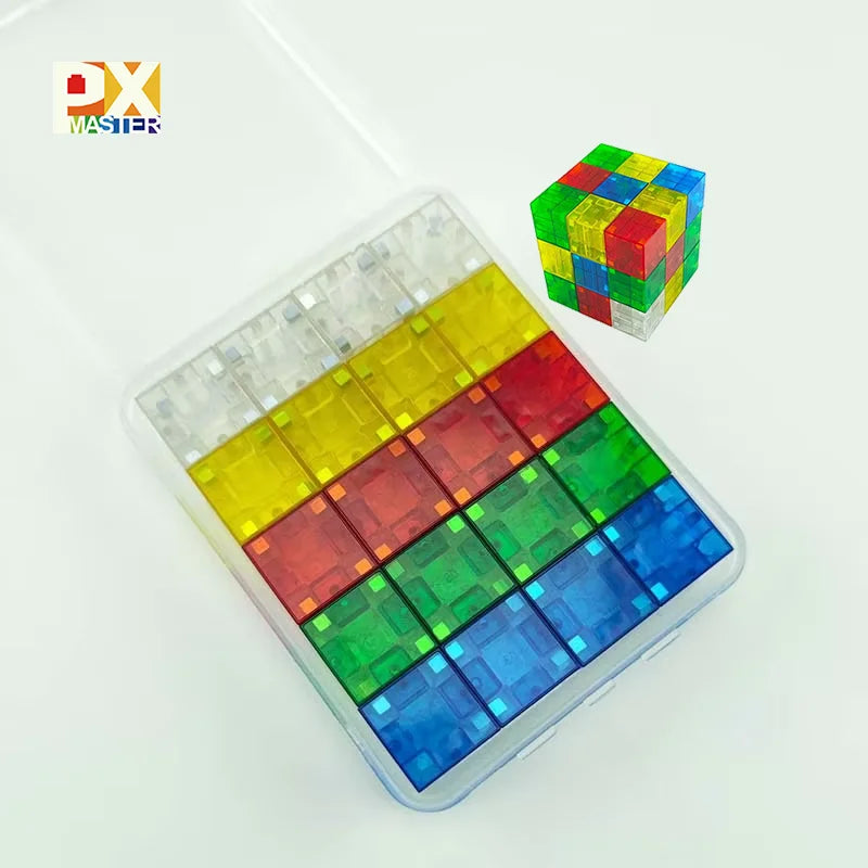 Elementary School Educational Stacking Toys 2cm Transparent Solid DIY Plastic Force Magnet Cube Geometry Square Math Teaching