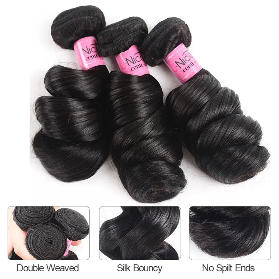 UNice Hair Company Brazilian Loose Wave Bundles Natural Color Remy Hair Weaving 1 Piece 100% Human Hair Extensions 16-26inch