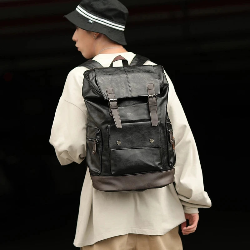 Fashion High Capacity Backpacks for Men PU  Antitheft Travel Backpack Mens Laptop Bags Business Backbag Student School Bag