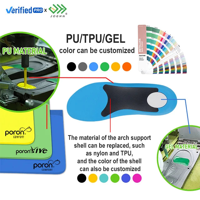 JOGHN Pu Massage Breathable Shoes With Arch Support Insole Sports & Comfort Insoles Orthotics Insole Manufacturer