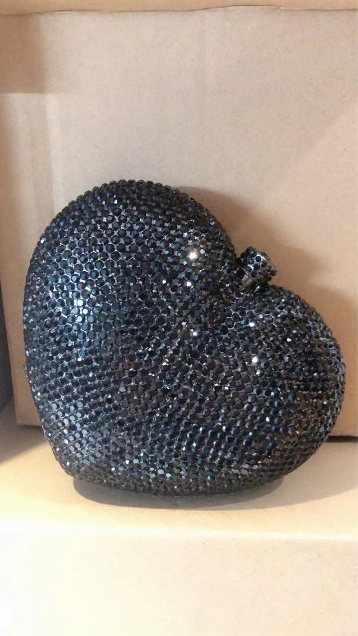 Factory Luxury Clutches Evening Bags Pink Heart Rhinestone Bag Heart Shape Purse Crystal Handbag Party Bags Women