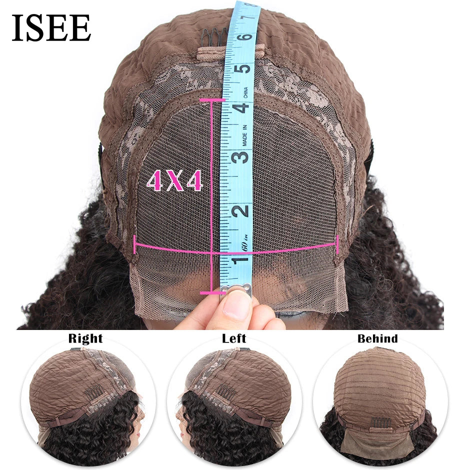 Wear Go Glueless Wig ISEE Indian Kinky Curly Short Bob 7x5 Glueless Wig Human Hair Ready To Wear 13x4 Wig Pre Bleached Knots