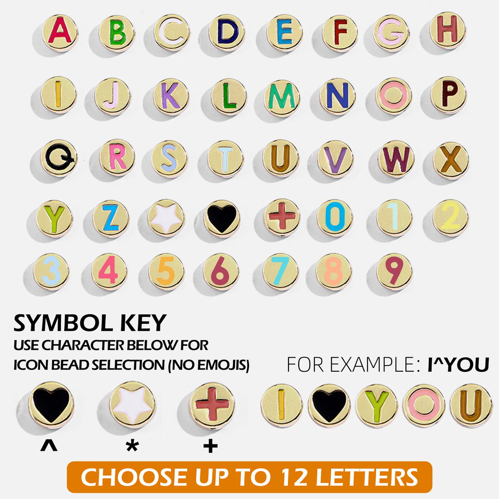 Lateefah Trendy DIY Personalized Gold Plated Women's Copper Colorful Drop Oil Enamel Letters Beaded Bracelet