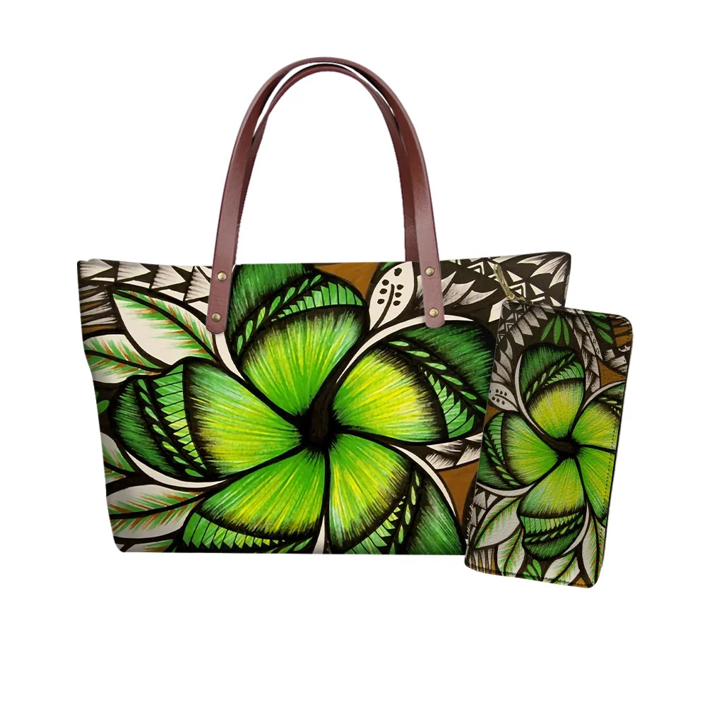 Traditional Tribal Polynesian Print Satchel Handbag Set Young Girls Hand Bags and Purses for Women Luxury Custom Purse with Logo