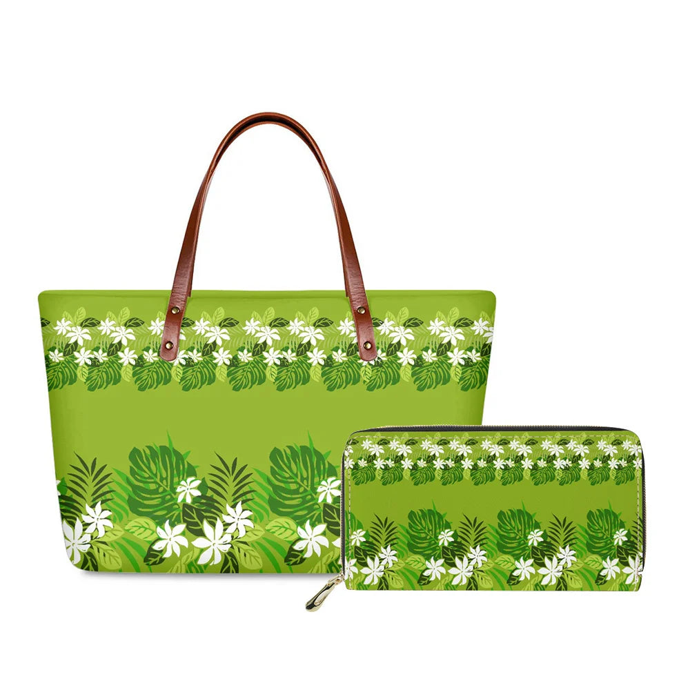 Traditional Tribal Polynesian Print Satchel Handbag Set Young Girls Hand Bags and Purses for Women Luxury Custom Purse with Logo
