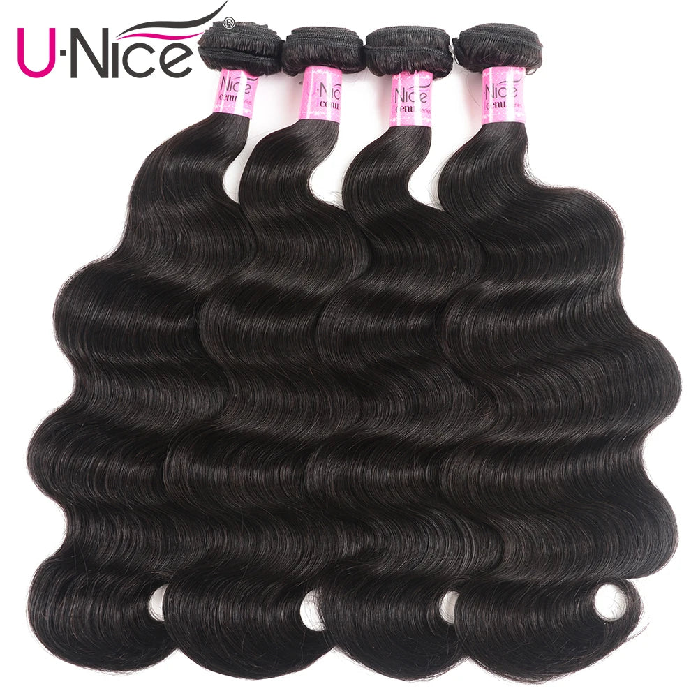 UNICE HAIR 4x4 Lace Closure With Malaysian Body Wave 3/4 Bundles with Lace Closures With Remy Hair Human Hair Bundles