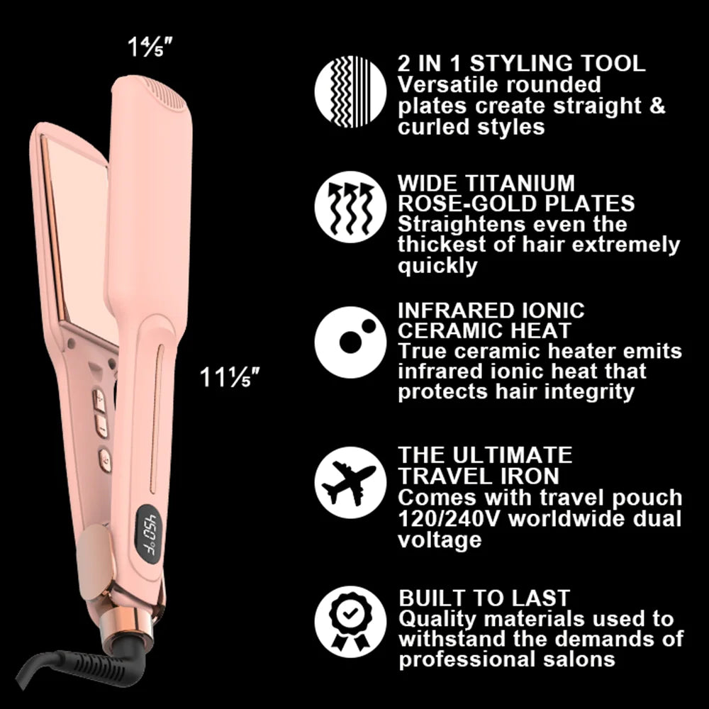 Professional 450F Titanium Electric Hair Straightener Flat Iron Infrared Technology with Private Label for Wholesale