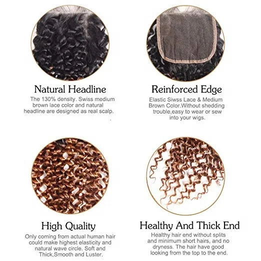 Ine Malaysian 180% Density Orange 12a Quality Cheap Wholesale Virgin Mongolian Kinky Curly Hair 1b 27 Ombre Bundles with Closure