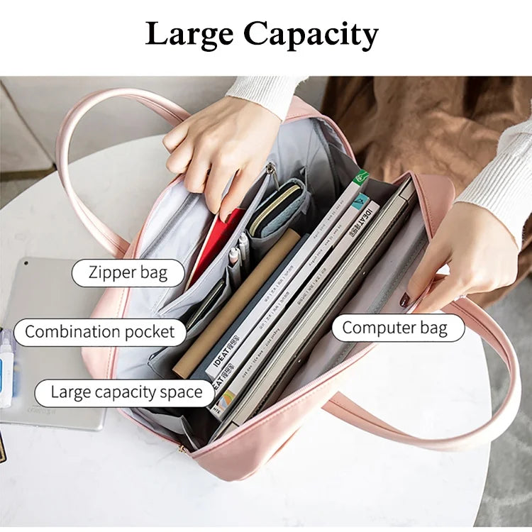 Fashion Women's Laptop Briefcase Business Document Organizer for 13.3 15 16 Inch Laptop Shoulder Bags Business Office Ladies