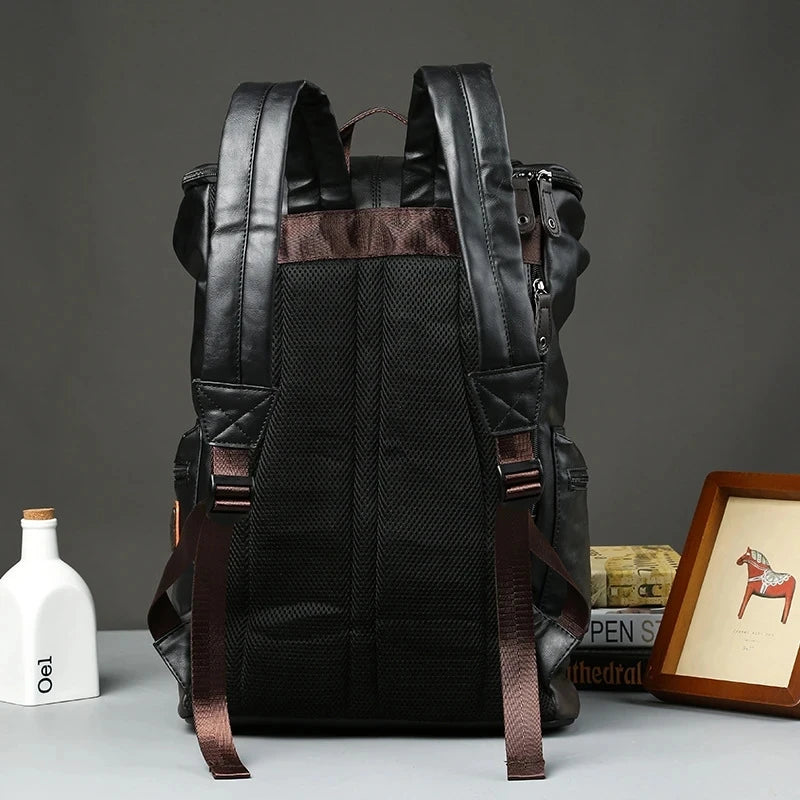 Fashion High Capacity Backpacks for Men PU  Antitheft Travel Backpack Mens Laptop Bags Business Backbag Student School Bag