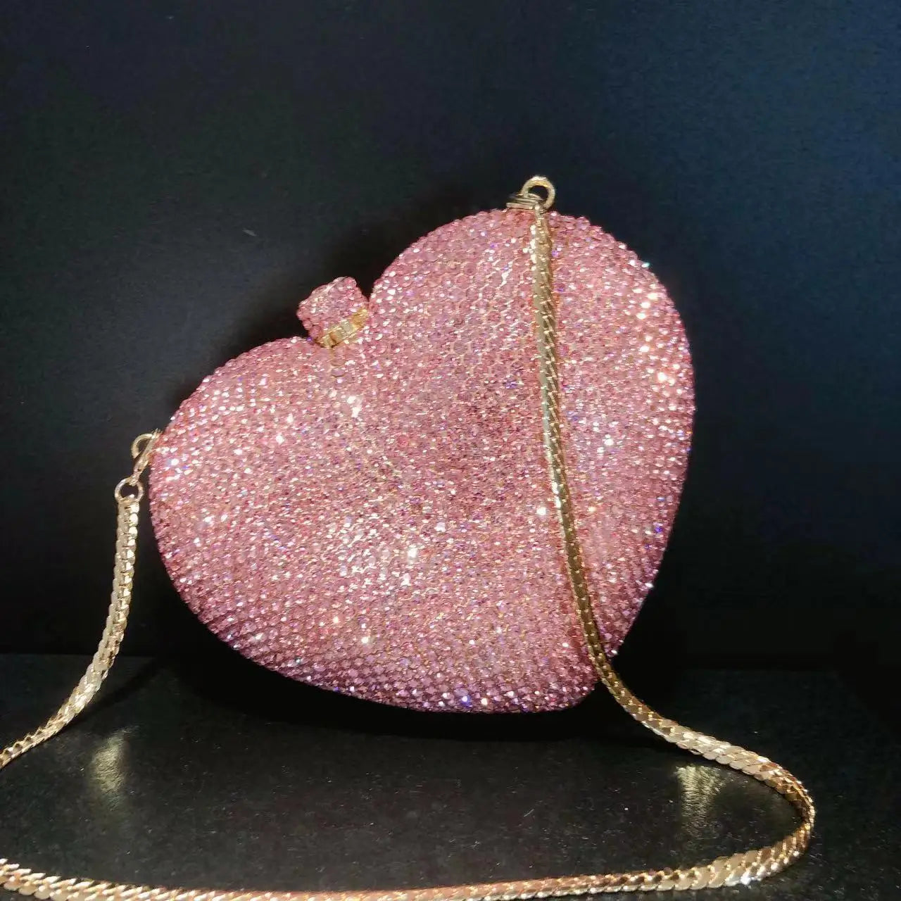Factory Luxury Clutches Evening Bags Pink Heart Rhinestone Bag Heart Shape Purse Crystal Handbag Party Bags Women