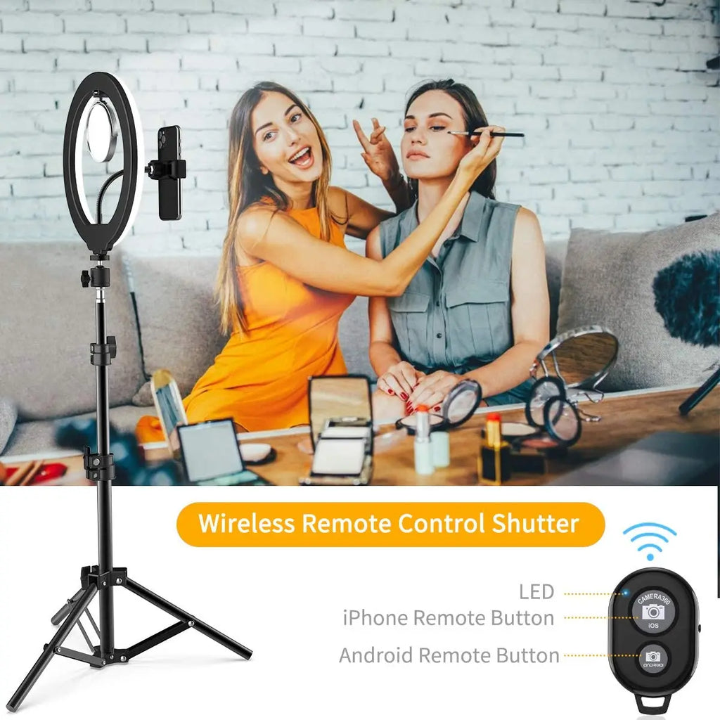 33cm LED Selfie Ring Light Photography Lights Warm Cold Lamp With Tripod Dimmable USB Ringlight For Tiktok Video Live Fill Lamp