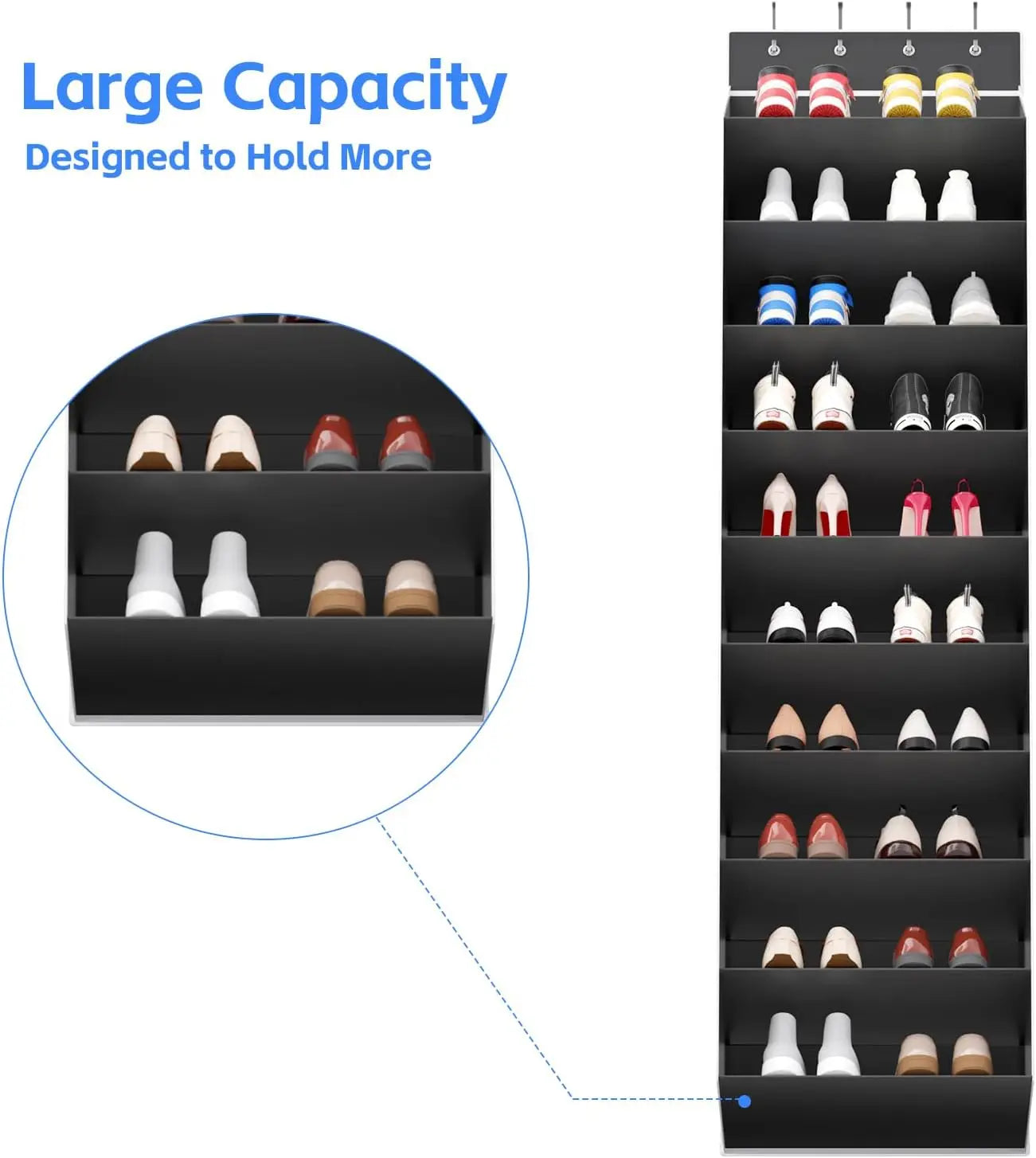 10 Tiers Large Size Over the Door Shoe Organizer Storage Hanging Shoe Rack for Door Shoe Organizer Holder for Sneakers and Boots