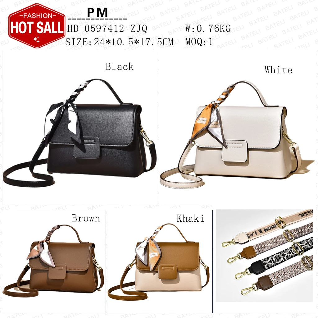 New Ladies Handbags Luxury Pu Leather Hand Bags Fashion Trending Design Solid Color Handbags