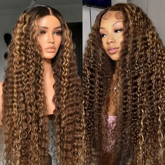 Highlight P/427 Ombre Human Hair Wig 13x6 Hd Lace Frontal Wigs Deep Wave Curly Lace Front Wig Pre Plucked With Baby Hair
