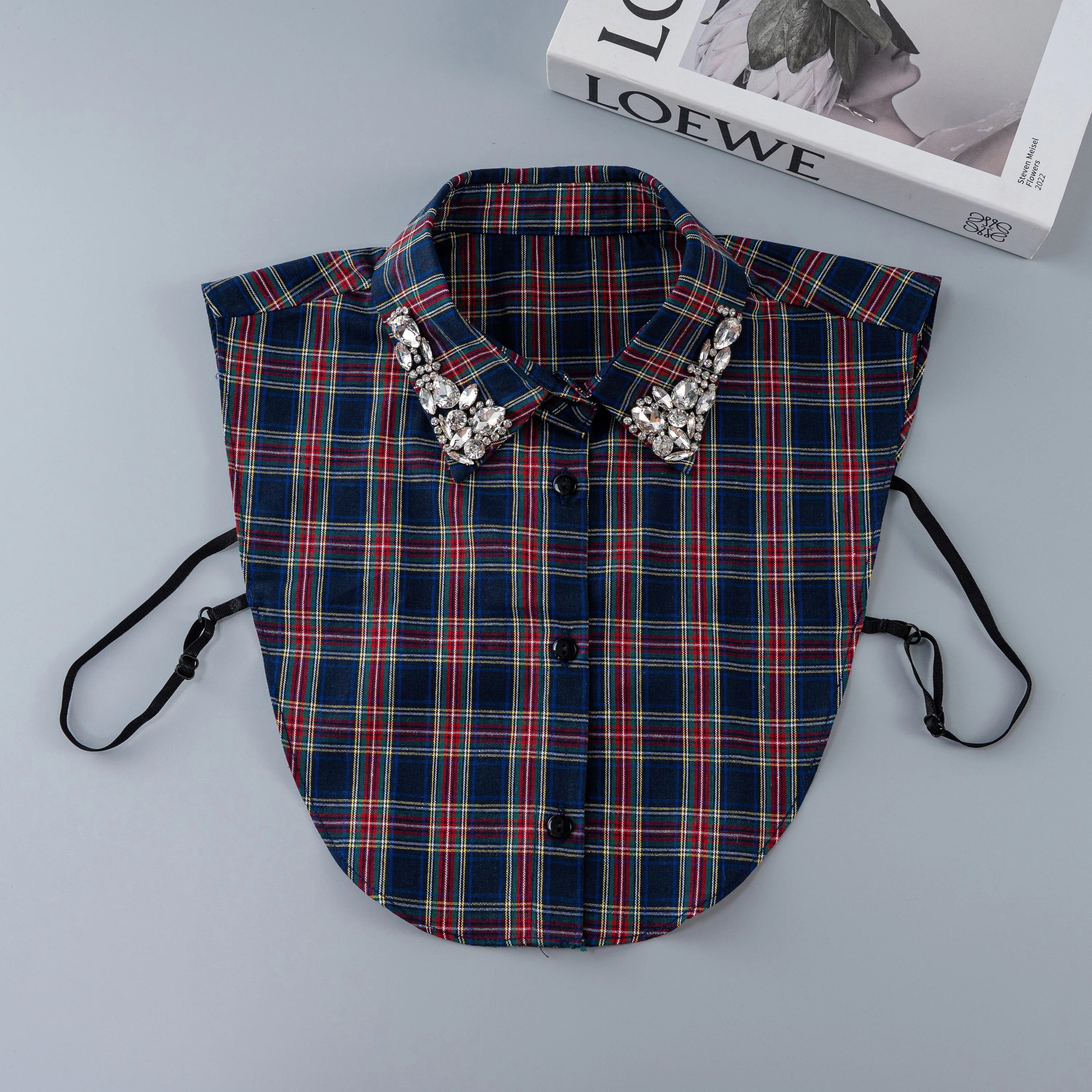 LHY Christmas  Rhinestone Fake Collar for Women Collar De Perlas Removable Blouse Half Shirt Collar Decoration Warm Accessory