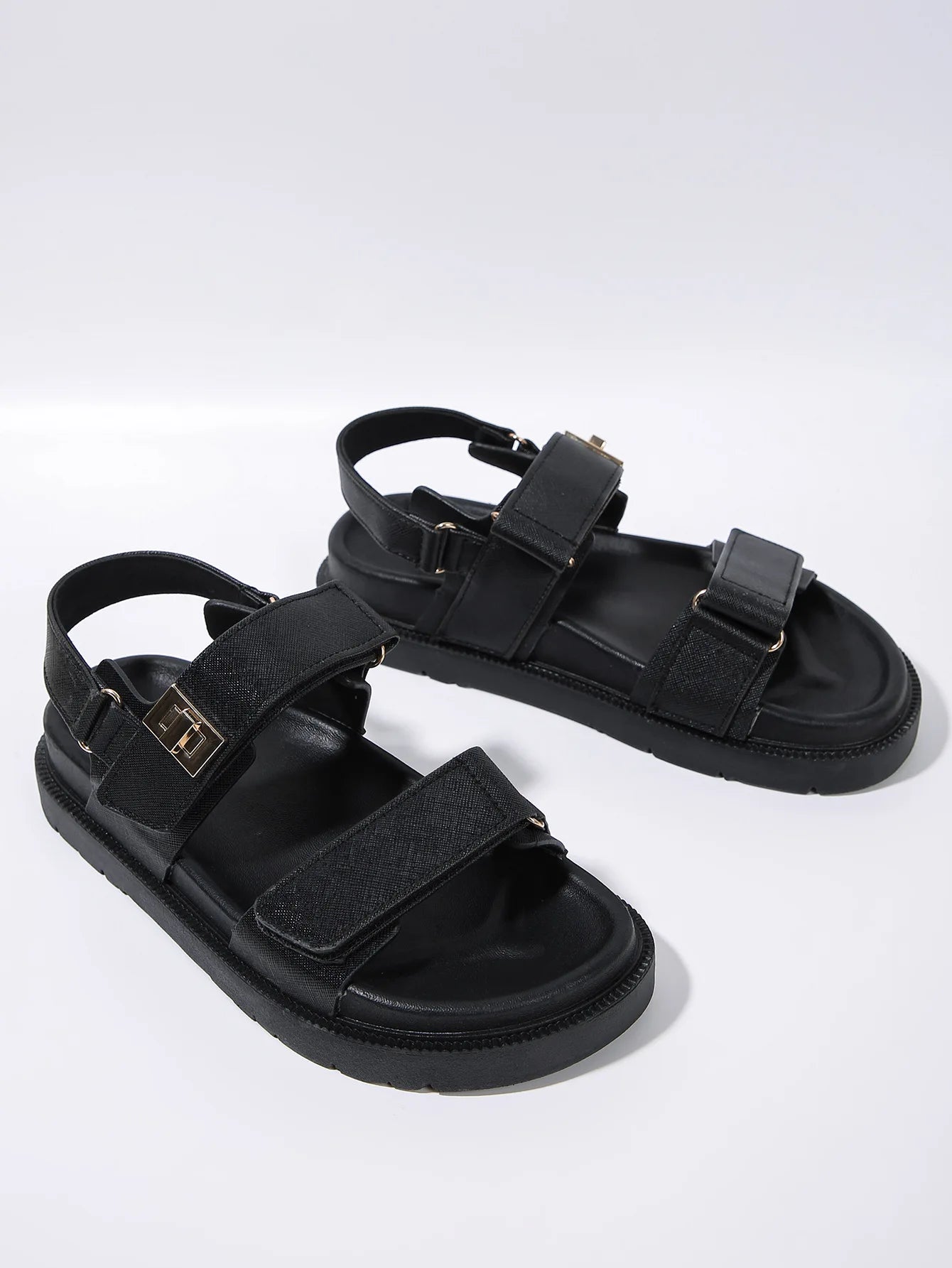 Large Size Rubber Platform Beach Holiday Women's Gladiator Sandals Cushioning Genuine Leather Midsole Korean Style Double