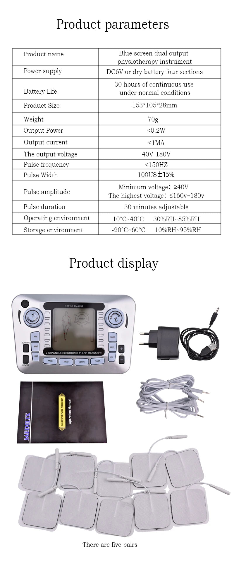 Tens Massager Ems Muscle Stimulator Acupuncture Electrical Pads Pulse Low Frequency Physiotherapy Slimming Machine Health Care