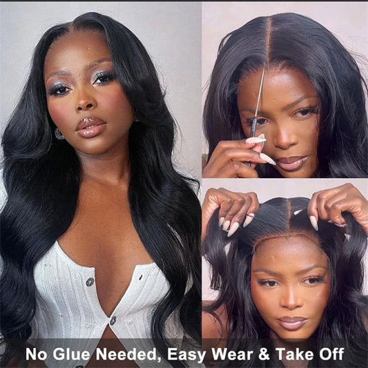 4x4 Lace Closure Wear and Go Body Wave Wigs Human Hair Lace Front 200% Density Ready to Go Blend Human Hair Wigs Wholesale