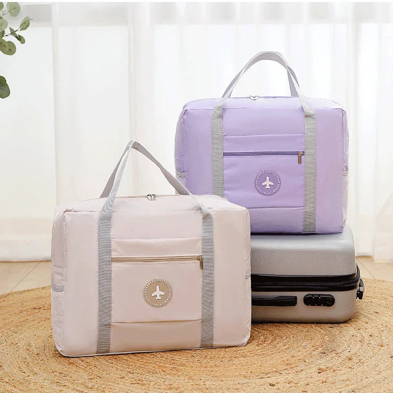 Durable Lightweight Waterproof Oxford Nylon Travel Bag Fashionable Foldable Storage Duffel Zipper Geometric Portable Stylish
