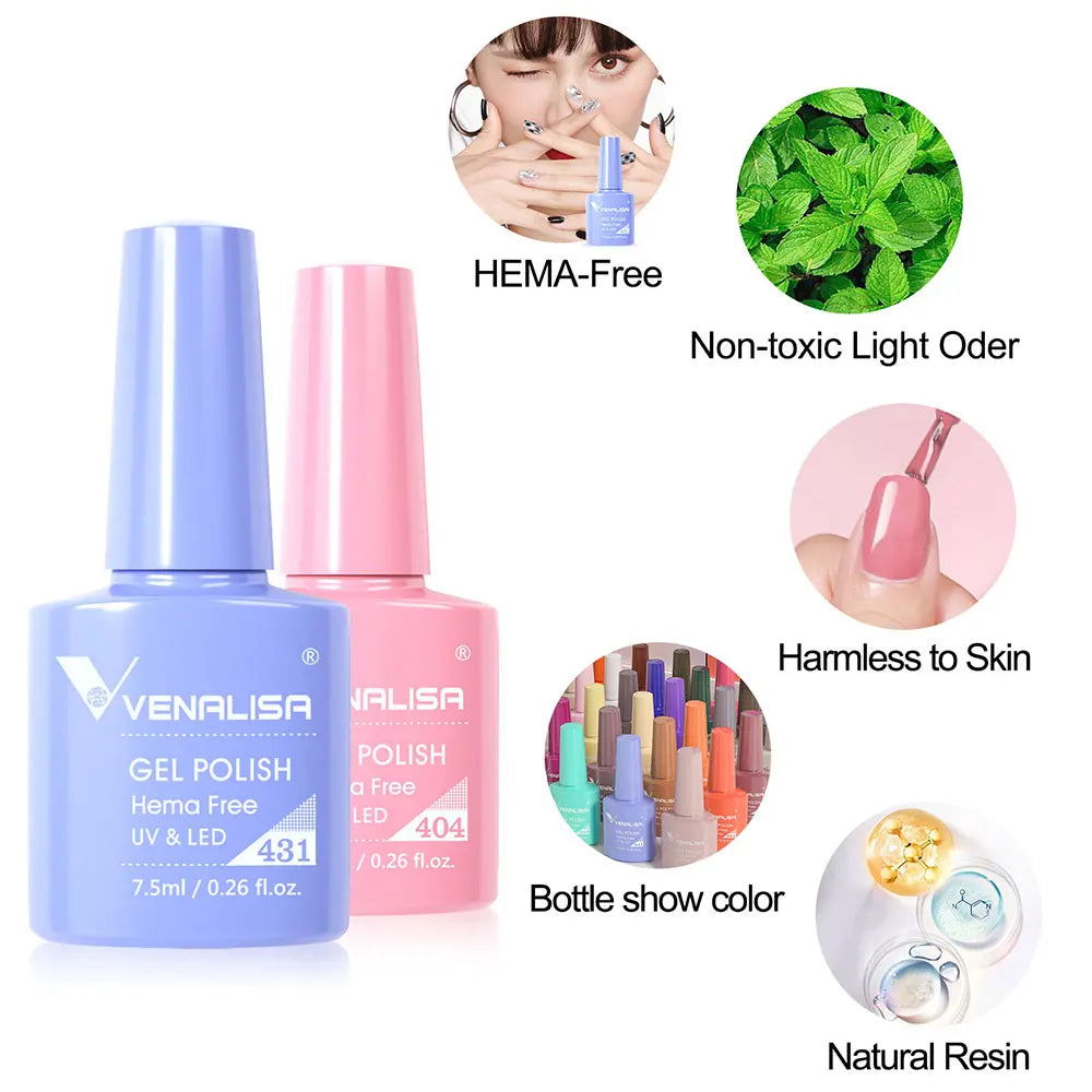 2025 Venalisa VIP1234 Kit Acrylic Nail Gel Polish Learner UV Gel OEM Whole Set 60 Color Gel Nail Polish Private Label Enamels